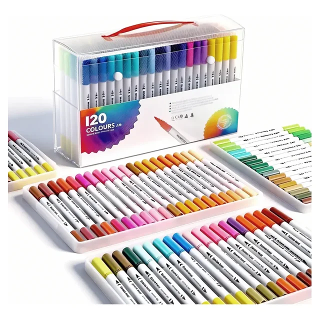 Marcadores Plumones 120 Colores Doble Punta Pincel Dibujo