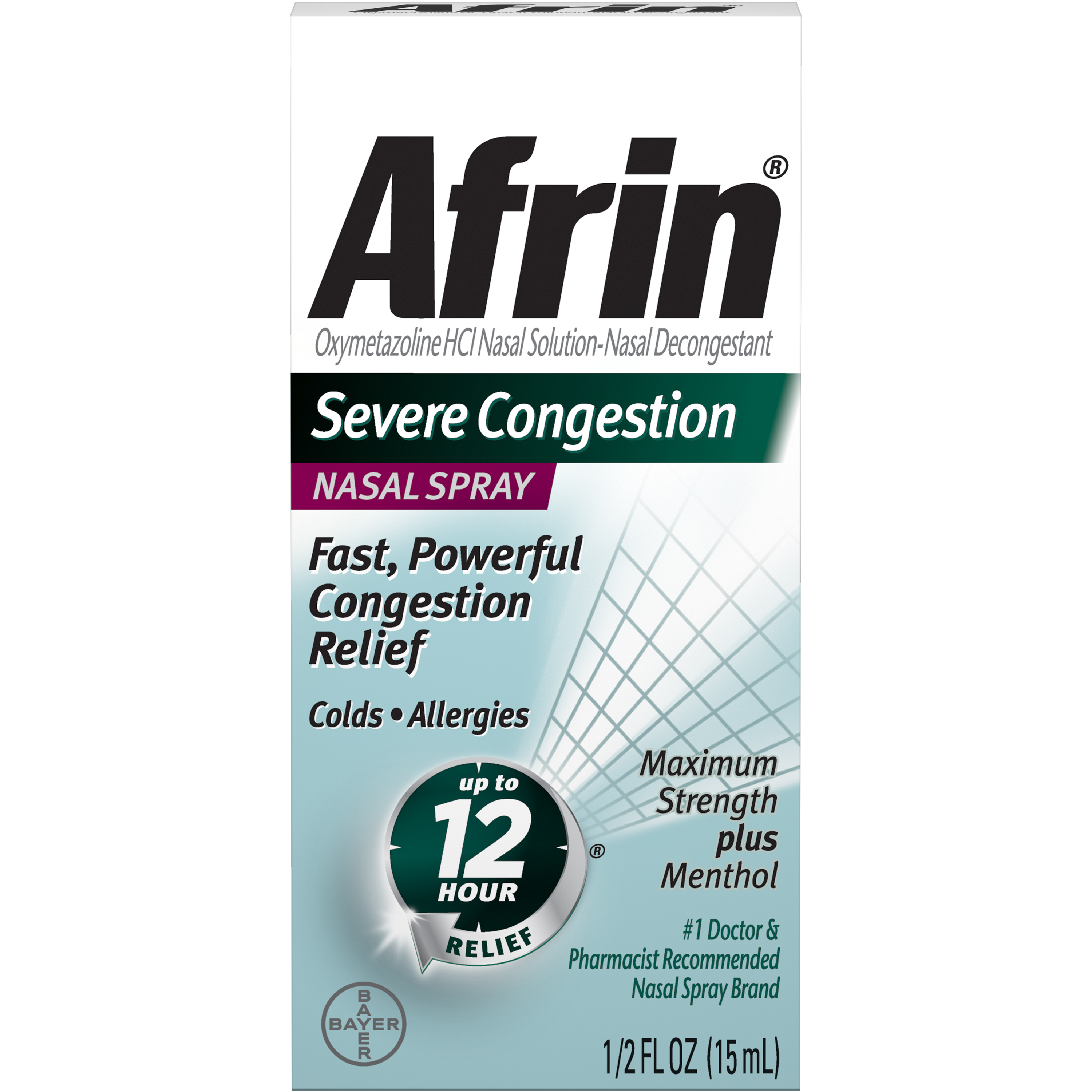 Afrin Original 12 Hour Nasal Decongestant Pump Mist Nasal Spray 15 ML