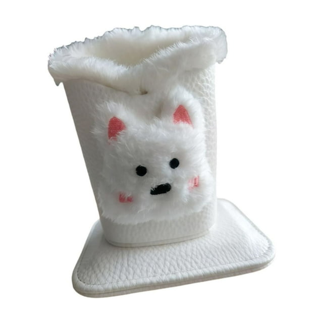 Soporte para gafas con forro de felpa suave para baño, hogar, oficina y escritorio. Cachorro blanco