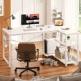 thumbnail image 4 of Casacomoda 40 Inch L Shaped Computer Desk with Storage Shelves & CPU Stand, Small Corner Desk with Headphone Hook, Home Office Desk, Reversible, White, 4 of 7