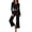 Black, variant on Womens Pajama Sets 2 Piece Outfits Matching Lounge Set Cozy Knit Pajamas Loungewear Fall Winter Clothes Long Sleeve Top Wide Leg Pants Sleepwear