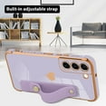 thumbnail image 4 of Designed for Samsung Galaxy S22 Plus Case with Strap Luxury Love Heart Plating Gold Bumper Phone Cover Wristband Kickstand Full Body Protective Slim Case for Women - Purple, 4 of 5