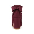 thumbnail image 5 of BLISSFUL STEP Women's Boots Faux Suede Bow Decor Chunky High Heel Round Toe Side Zipper Booties Burgundy 7, 5 of 8
