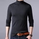 thumbnail image 4 of Suéter de cuello alto para hombre, suéter de color sólido cálido de grosor medio, camisa de base de pura lana para hombre, 4 of 5
