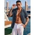 thumbnail image 2 of RICHCOIN Mens Linen Shirts Cuban Hawaiian Shirts Short Sleeve Button Down Casual Summer Beach Tops, 2 of 6