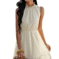 thumbnail image 2 of VISgogo Mini vestido para mujer, elegante, sin mangas, cuello alto, sólido, verano, casual, citas, vestido de una línea VISgogo moda, 2 of 6