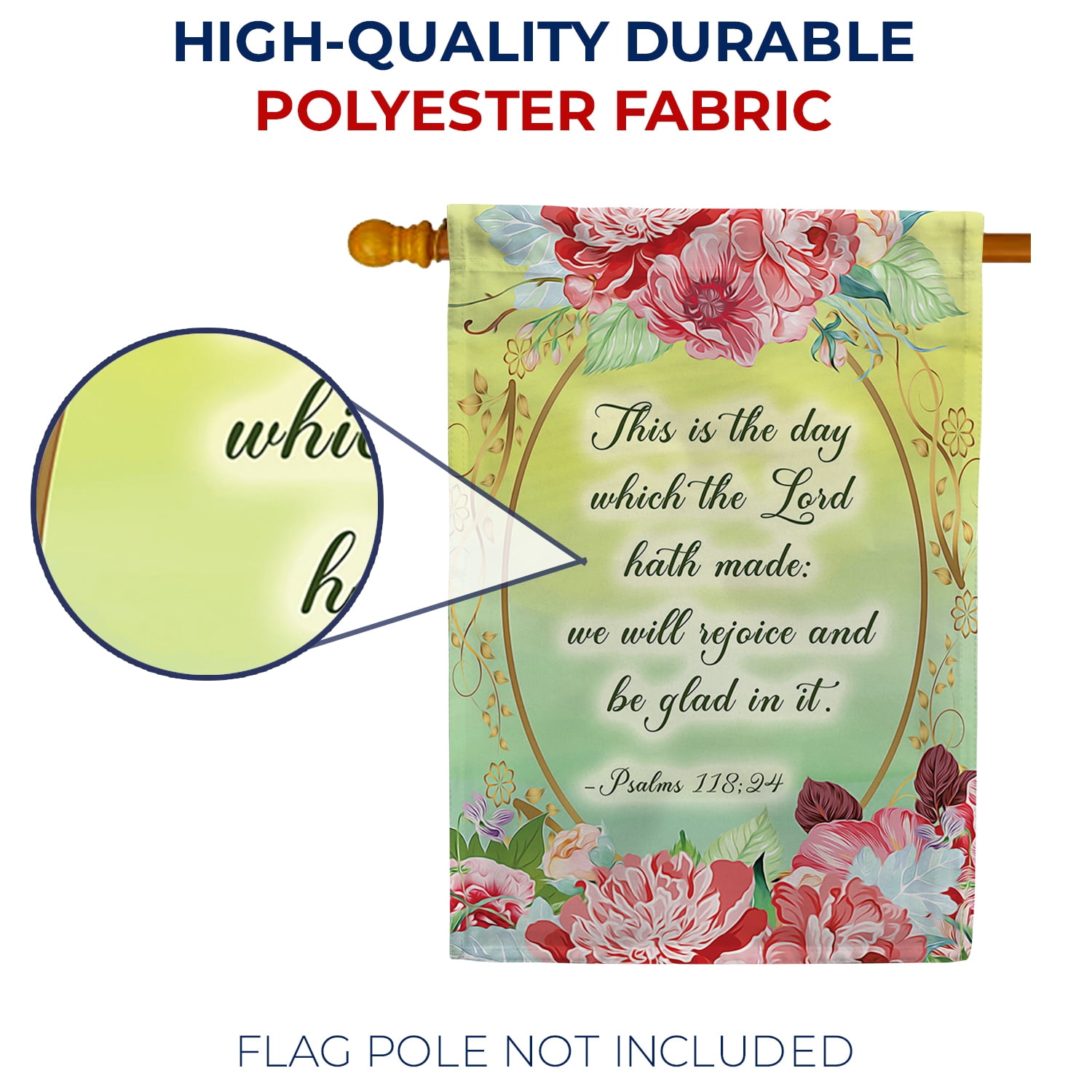 America Forever Bible Verse House Flag - 28 x 40 inch -Psalm 118:24 This is The Day The Lord has Made - Christian Quotes Religious Outdoor Yard Decorative Inspirational Faith Flag