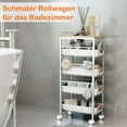 thumbnail image 7 of 5-Tier Slim Storage Cart, Wooden Top Rolling Kitchen Cart with Pull-Out Baskets & Wheels, Narrow Space Utility Cart Slide Out Organizer for Kitchen, Bathroom, Laundry Room, White, 7 of 7
