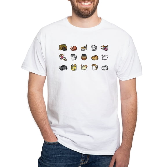 CafePress - Neko Atsume Men's Value T Shirt - Men's White Classic Cotton T-Shirts