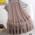 thumbnail image 2 of Ahabrexf High Waisted Pleated Skirt for Women A-Line Mid-Length Mesh Lace Patchwork Design, 2 of 6