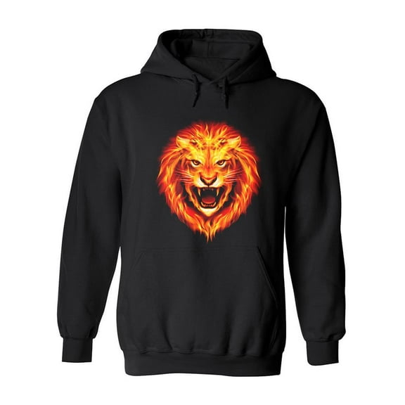 Fire Lion Head Hoodie Men -Image by Shutterstock, Male Small
