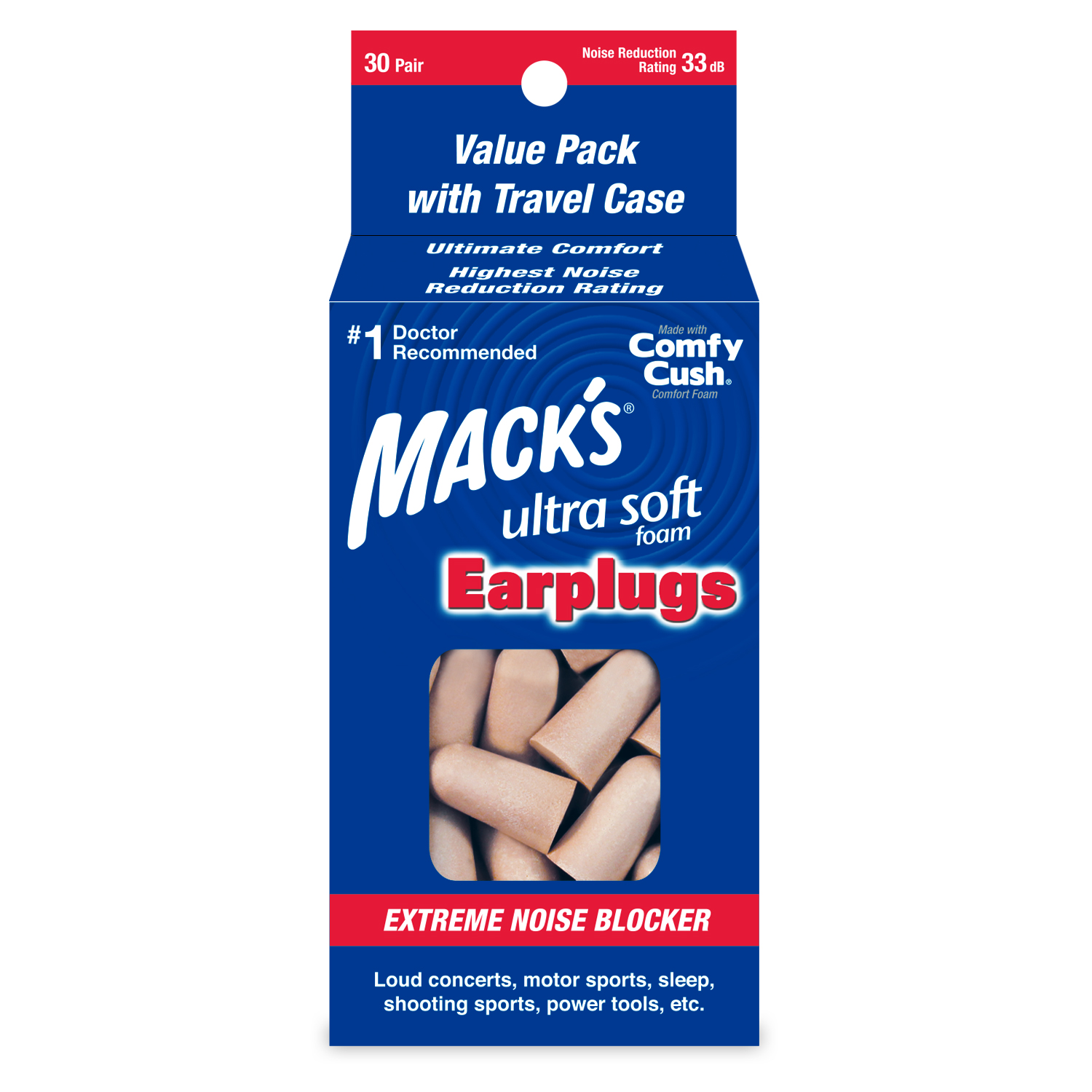 Mack's Ultra Soft Foam Earplugs, 30 Pair 33dB Highest NRR