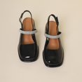 thumbnail image 1 of Sandalias 2022 con correa de hebilla, zapatos negros para mujer, tacones altos con punta cuadrada, nueva moda media, Beige, diamantes de imitación, verano, cerrado, alto 35 Gao Jinjia LED, 1 of 2