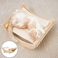 thumbnail image 4 of Hamaca para cama de gato, cama de madera para dormir para gatos, suministros para gatos, mecedora de estructura de madera, sofá para gatos para Colco gato arañando cama, 4 of 7