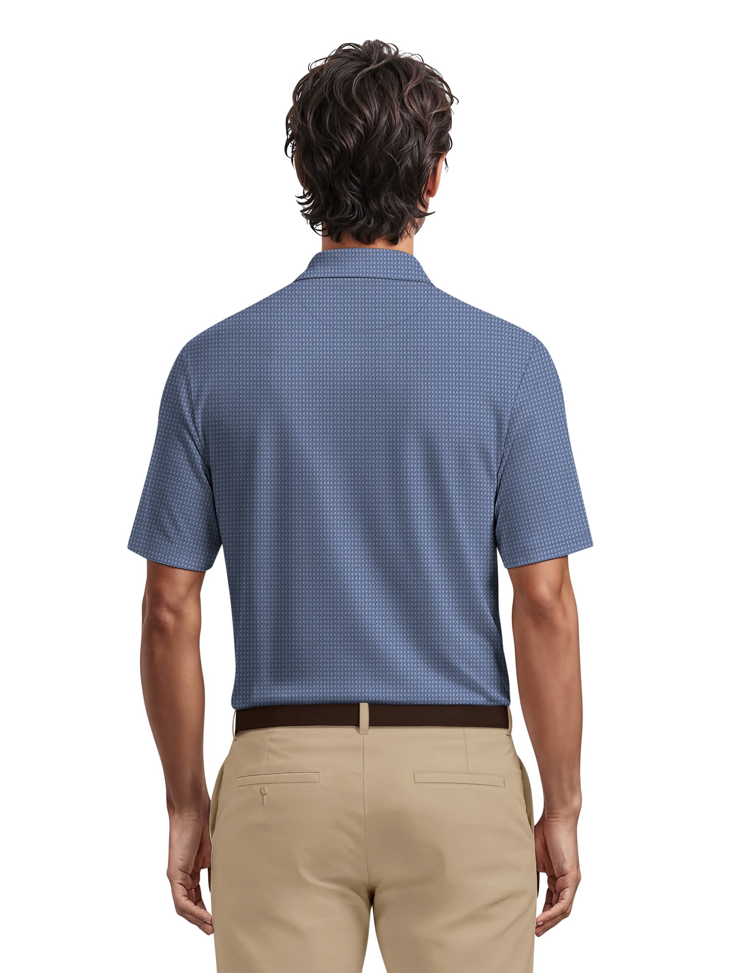 Ben Hogan Men's & Big Men's Performance Eco Mini Geo Jacquard Short Sleeve Polo Shirt, up to 5XL