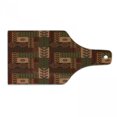 thumbnail image 1 of Geometric Cutting Board, Style Geometric Folk Design Geometric Floral Motifs Print, Decorative Tempered Glass Cutting and Serving Board, Wine Bottle Shape, Pink Green and Brown, by Ambesonne, 1 of 1