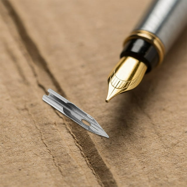 Hytrove 15Ud Puntas De Pluma Metálicas Plateadas Para Escritura Y Dibujo Con Precisión Ideal Para Uso En Casa