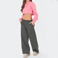 thumbnail image 4 of Wide Leg Sweatpants Women Low Rise Fleece Sweat Pants Elastic Waist Baggy Jogger Pants With Pockets Athletic Comfy, 4 of 8