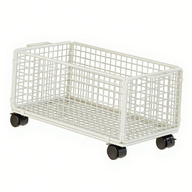 Organizador de archivos con ruedas, carrito de almacenamiento de malla con ruedas, organizador de carpetas colgantes, Blanco