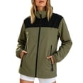 thumbnail image 2 of XUNKUSGA Waterproof Rain Jacket Women Fashion Color Block Lightweight Windbreaker Jacket Women Classic Zip Up Stand Collar Athletic Jacket with Zipper Pockets,Green,M, 2 of 7