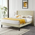 thumbnail image 4 of VECELO Full Platform Bed Frame with Upholstered Headboard, Strong Wooden Slats/No Box Spring Needed, Beige, 4 of 9