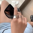 thumbnail image 3 of Women's 925 Sterling Silver Ring, Simple Geometric Hollow Design, Wide Band, Polished Finish, Fashion Index Finger Ring, 3 of 5