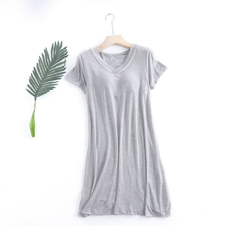 

Women s Modal Pajama Dress Short Sleeve V Neck Nightgowns Soft Loungewear M-XXL