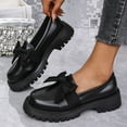 thumbnail image 4 of Xucatan Women's Fashionable Patent Leather Loafers with Large Satin Bow, Chunky Thick Sole for Subtle Height, Slip-On Comfort with Soft Lining, Versatile Solid Color Flats for Casual Daily Wear Gift, 4 of 9