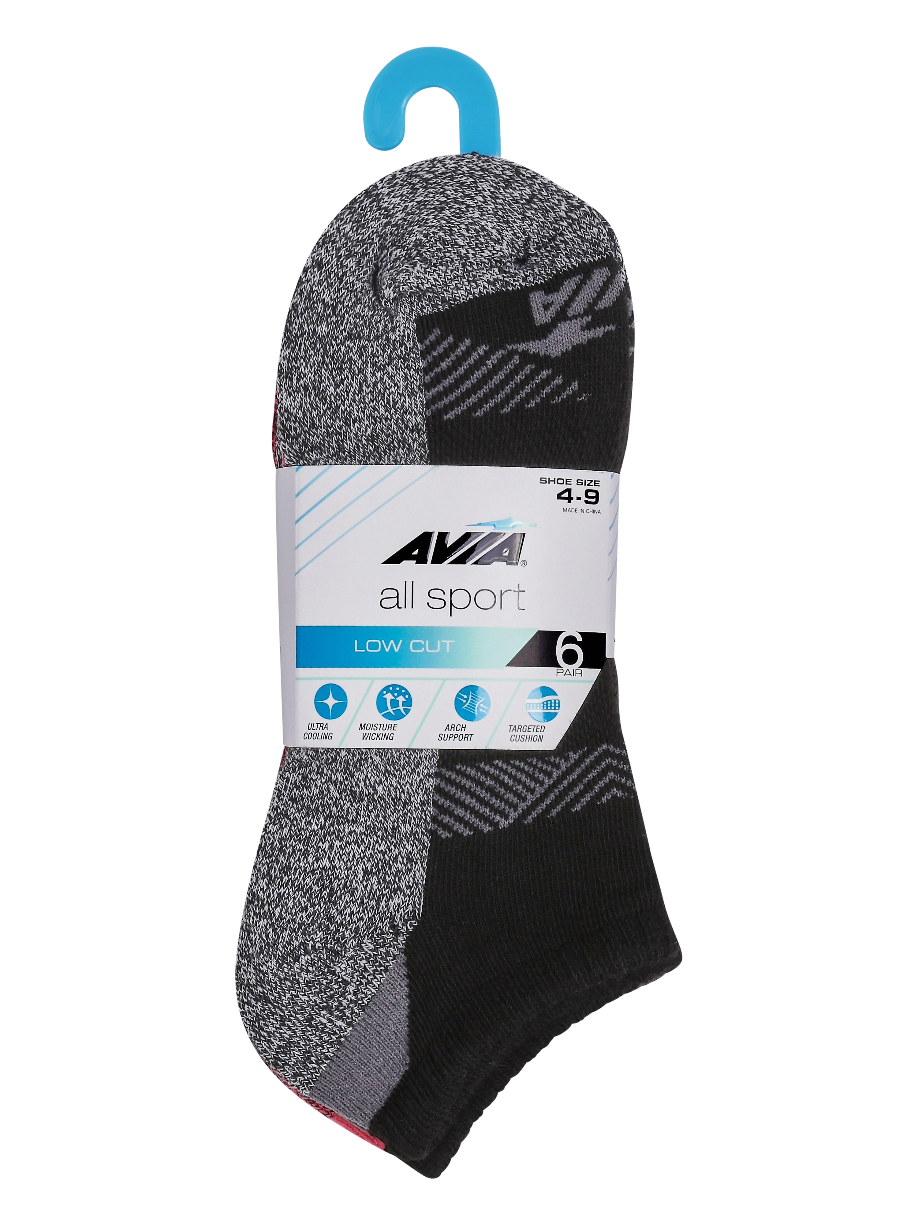 Avia Women's All Sport Cushion Low Cut Socks, 6-Pack