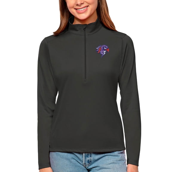 Women's Antigua Charcoal Halifax Thunderbirds Tribute Quarter-Zip Pullover Top