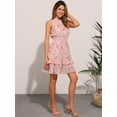 thumbnail image 2 of DARING DIVA Floral Chiffon Smocked Waist Ruffled Dress M Pink Flower, 2 of 6