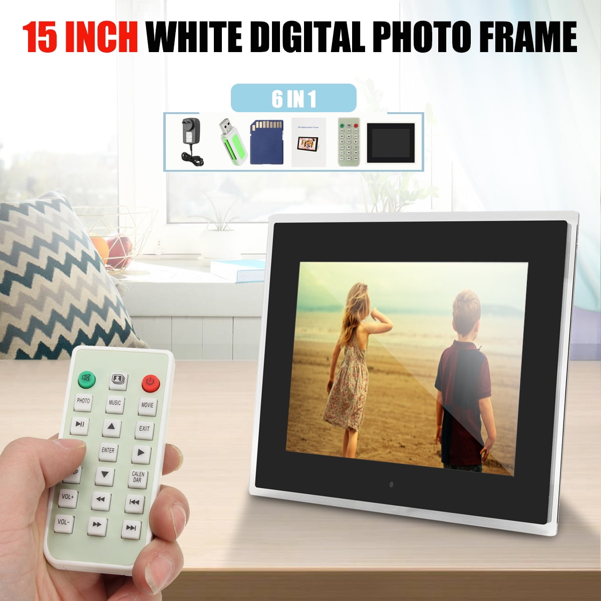 15'' HD LED Digital Photo Frame Picture Video Album MP4 MP3 Player