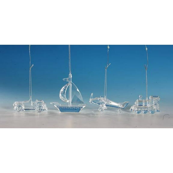 Icy Giftware Icy Crystal Transportation Christmas Ornaments - 4.5" - 4ct