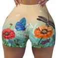 thumbnail image 2 of Fotbe Colorful Plants And Insects Shorts Sin Costuras – Shorts Deportivos de Cintura Alta para Mujer, Elásticos para Gimnasio, Yoga, Running o Ciclismo-Small, 2 of 8