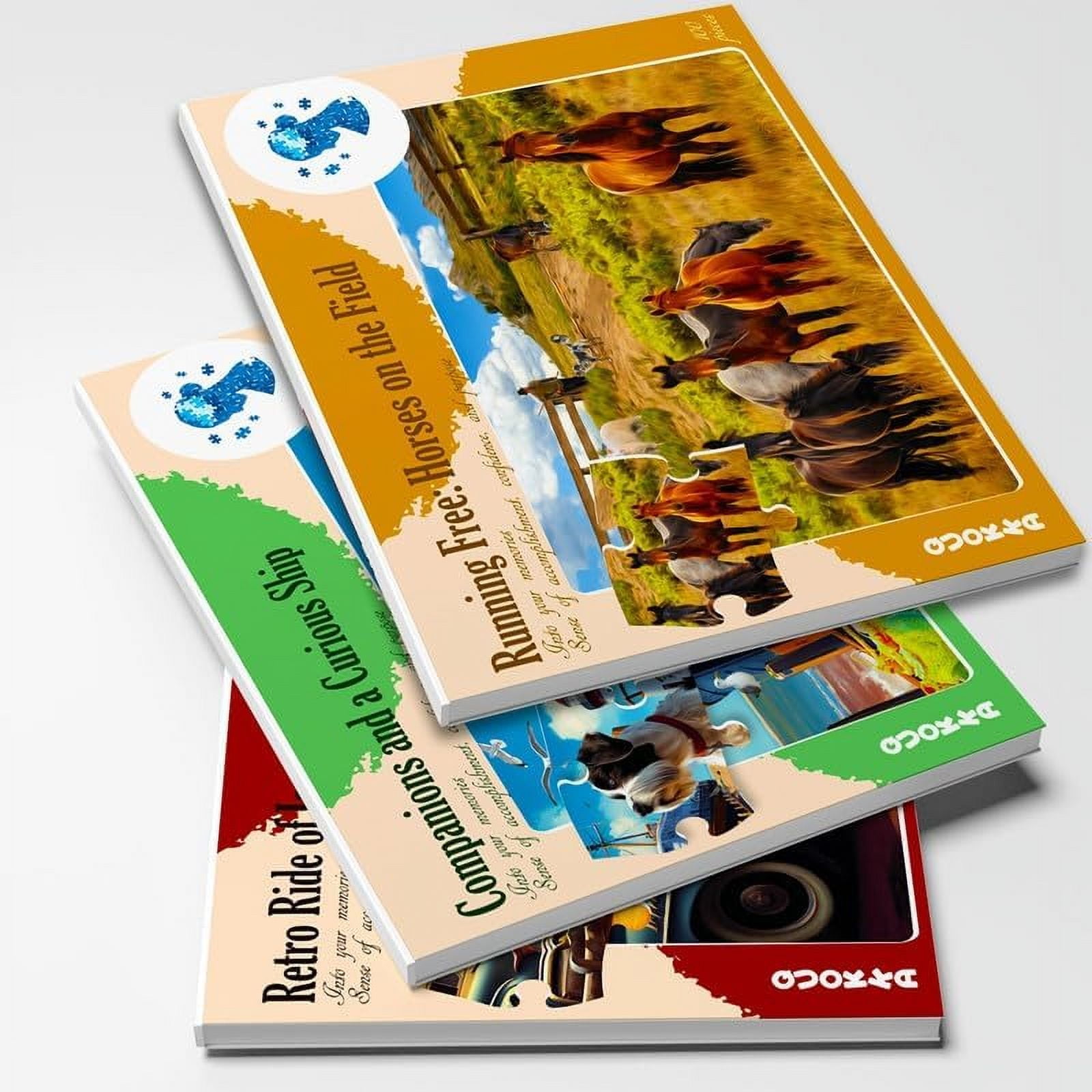 Quokka Dementia Puzzles for Adults - 3x100 Piece Set Dementia Puzzles for Elderly - Horses & Cars