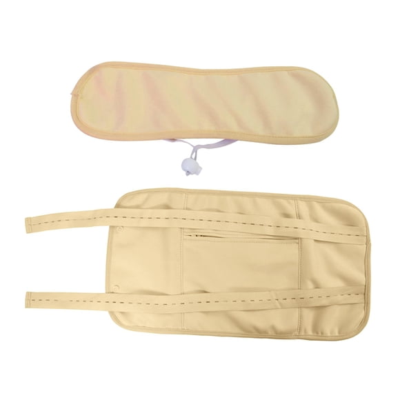 Paquete de aceite de ricino, conjunto de envoltura, reutilizable, sin desorden, portátil, ajustable con bolsa frontal, conveniente, franela suave, lav Correa de botón caqui