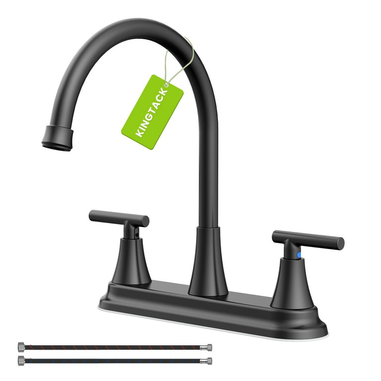 Kingtack Two Handle Kitchen Faucet, Matte Black High Arc photo 1