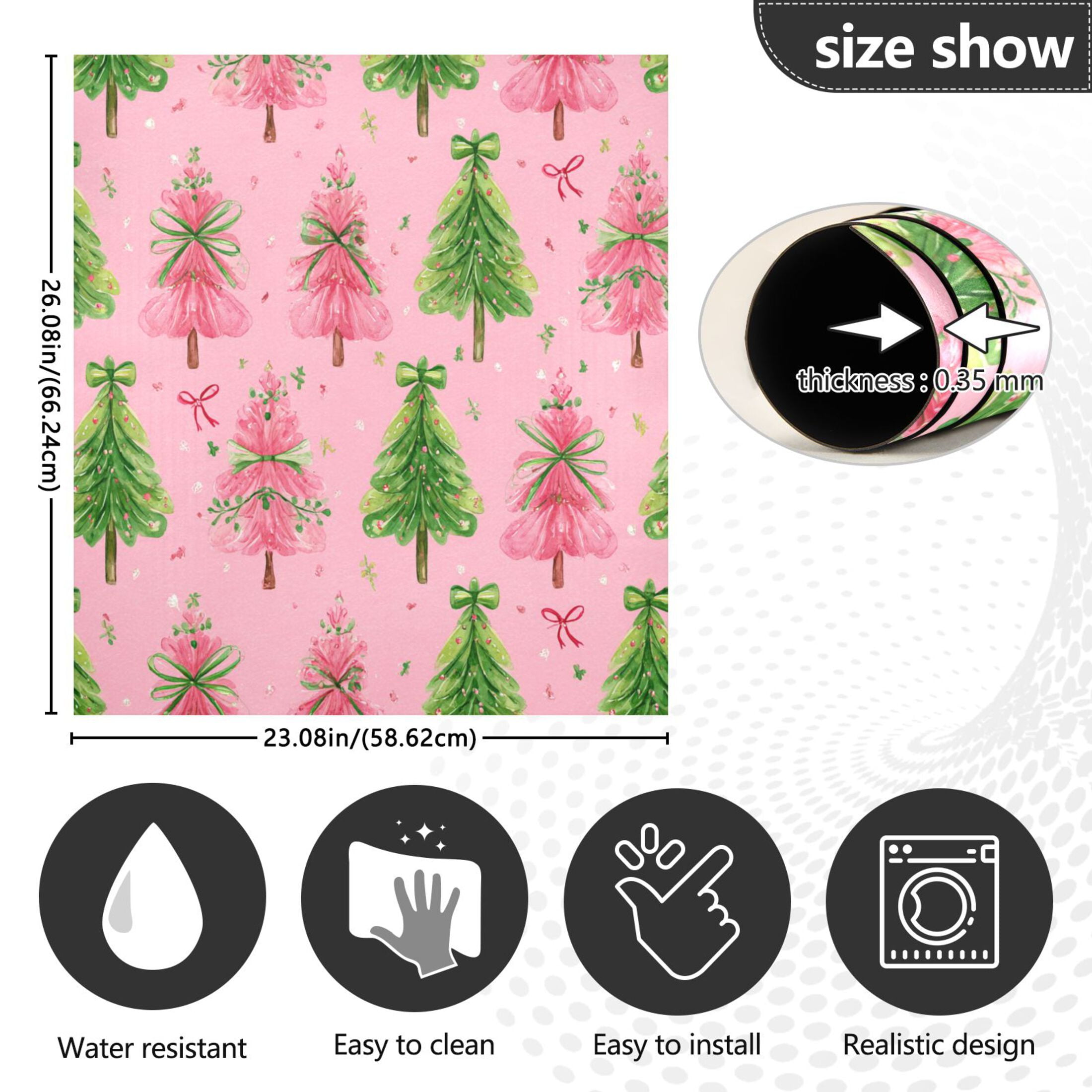 Dishwasher Magnetic Refrigerator Magnet Cover Sticker Home Decorative 23"x26" Pink Christmas Tree Pattern