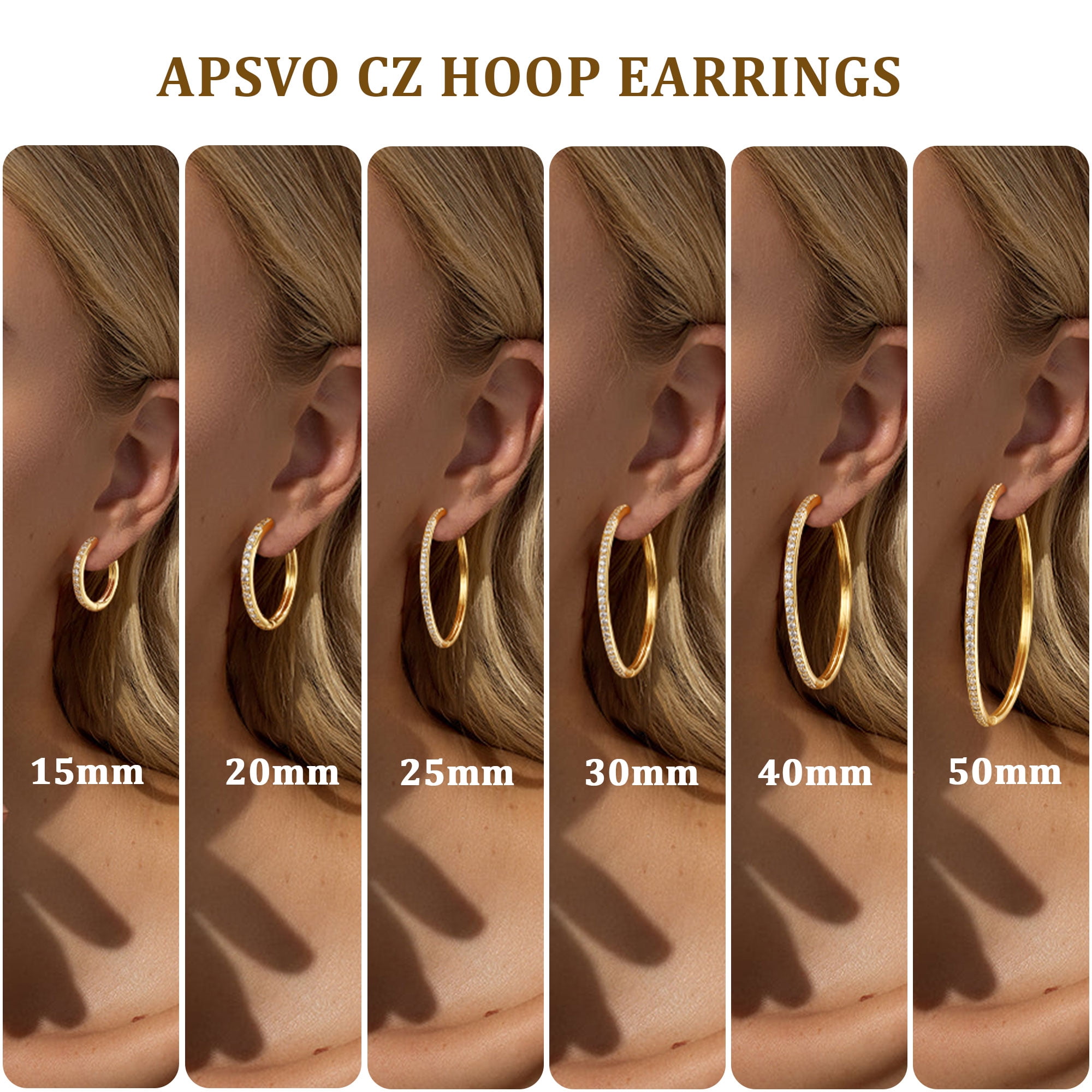 APSVO 4 Pairs 18K Gold Plated Hoop Earrings for Women CZ Post Hypoallergenic Earrings Set Birthday Graduation Jewelry Gifts Her Mom Wife Girlfriend Female Lady Adults Ideas 15/20/25/30MM