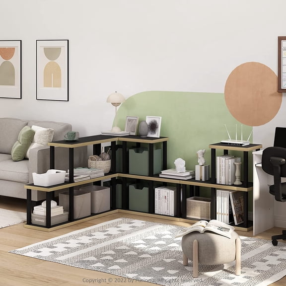 Turn-N-Tube No Tools Decorative Display Shelf, 3-Tier Ladder, Americano/Black