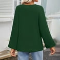 thumbnail image 5 of Scyoekwg Casual Long Sleeve Shirts for Women Crewneck Raglan Sleeve Elegant Shirts Fashion Loose Fall Clothes Solid Color Dressy Blouses Vintage Blouses(Green,M), 5 of 8