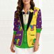 thumbnail image 1 of TaTaai Ladies Mardi Gras Printed Long Sleeve Loose Casual Shirt Unisex Lapel Fashion Blouse Holiday Top for Daily Office Party Streetwear Spring Summer Wear Gift, 1 of 9