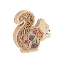 Two-Piece Fall Table Decoration Set with Cute Squirrel and Hedgehog Theme Maple Leaf Cutouts Warm Led Lights Artistic 3D Layered Carvings Battery-Powered Versatile for