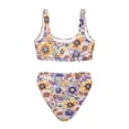 thumbnail image 3 of Garronmavis Colorful Dahlia Women's Bikini Swimsuits Push Up Swimwear with High Waisted Bottoms 2pcs/set High Cut Bathing Suits for Summer, 3 of 7