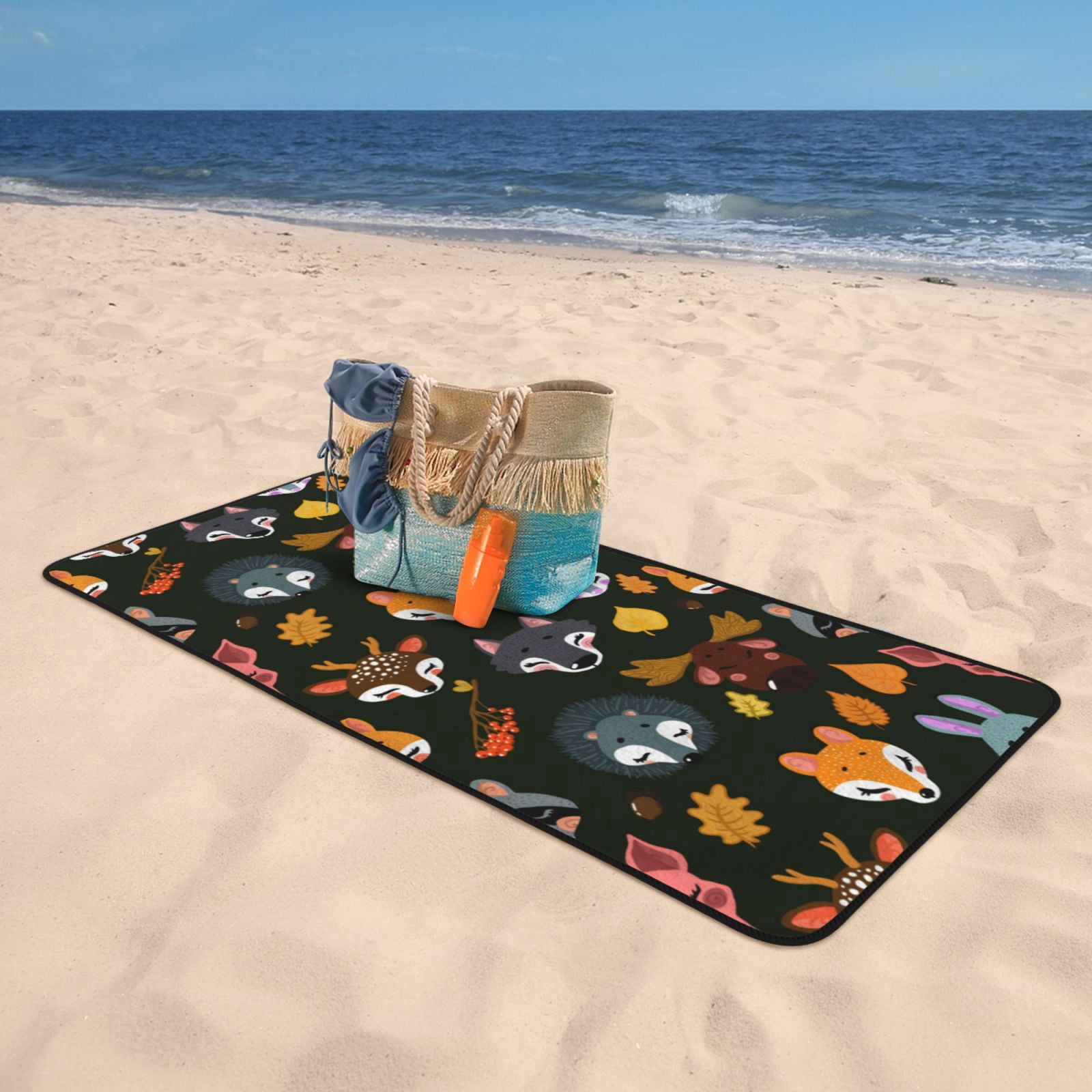 Cotton Bath Towels for Bathroom - Forest Animal Faces Microfiber Quick Dry Towels for Body Bath Sheets, Personalized Beach Towel, Soft Shower Towels for Travel Home Beach 27*55in