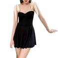 thumbnail image 1 of Traje de baño elegante de una pieza para mujer Traje de baño con falda negra Falda con cordones en los hombros, 1 of 7
