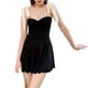 thumbnail image 1 of Traje de baño elegante de una pieza para mujer Traje de baño con falda negra Falda con cordones en los hombros, 1 of 7