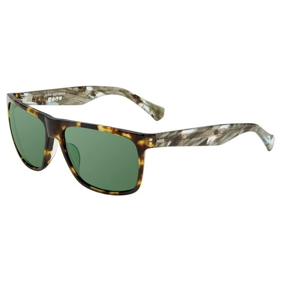John Varvatos Men's V543 Rectangular Sunglasses, Olive Crystal, 61/15/145 + 1