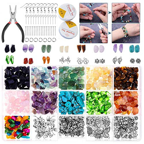 Irregular Chips Stone Beads Kit Plier for Jewelry Earring Making Supplies 