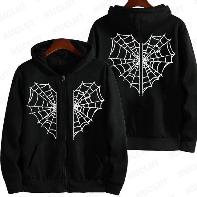 Lässige Frauen Reiß verschluss Sudaderas con capucha Jacke Spider Print Frauen Hoodie stilvolle Kapuze Sudadera Herbst Winter Reiß verschluss Jacken Mäntel